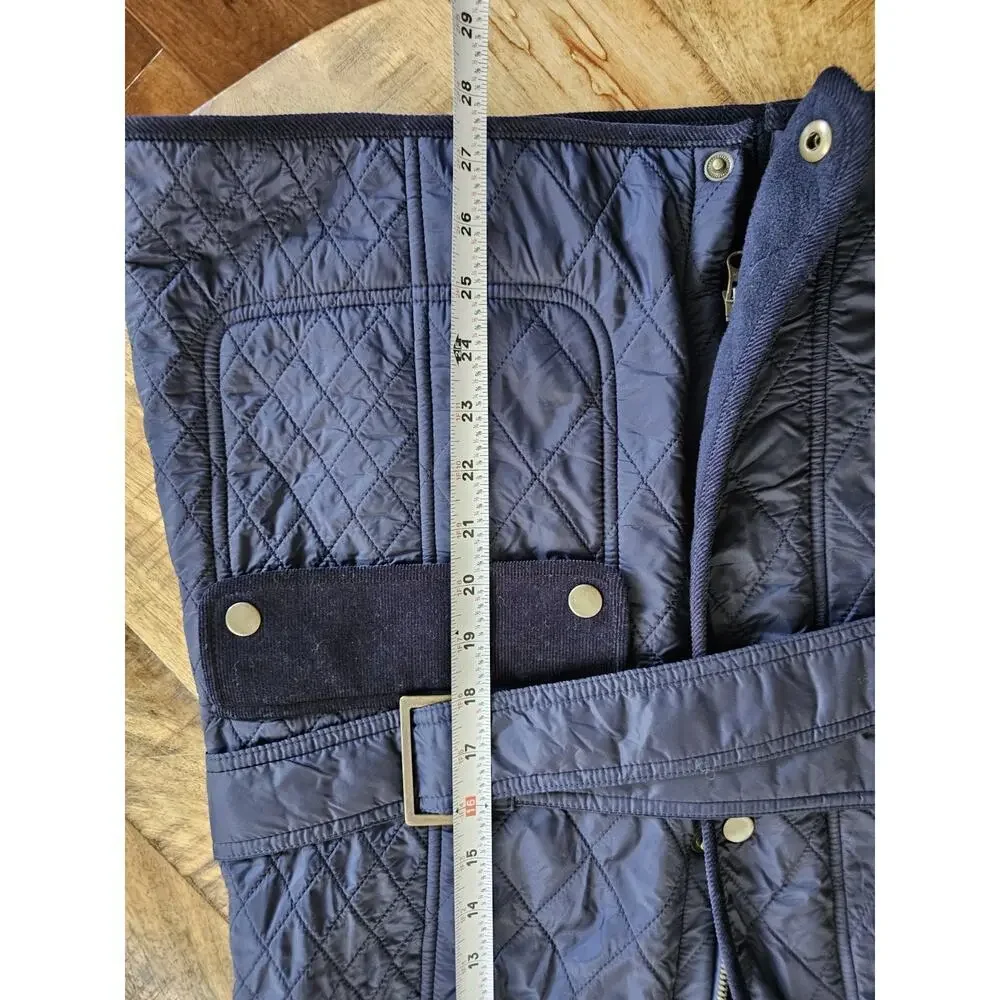 TALBOTS Navy Quilted Mid Length Barn Jacket Size L Equestrian Preppy - Picture 11 of 13